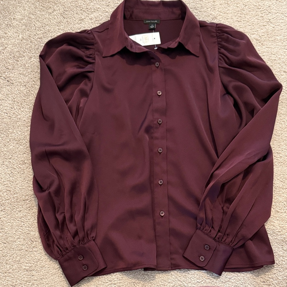 Ann Taylor Deep Burgundy Blouse